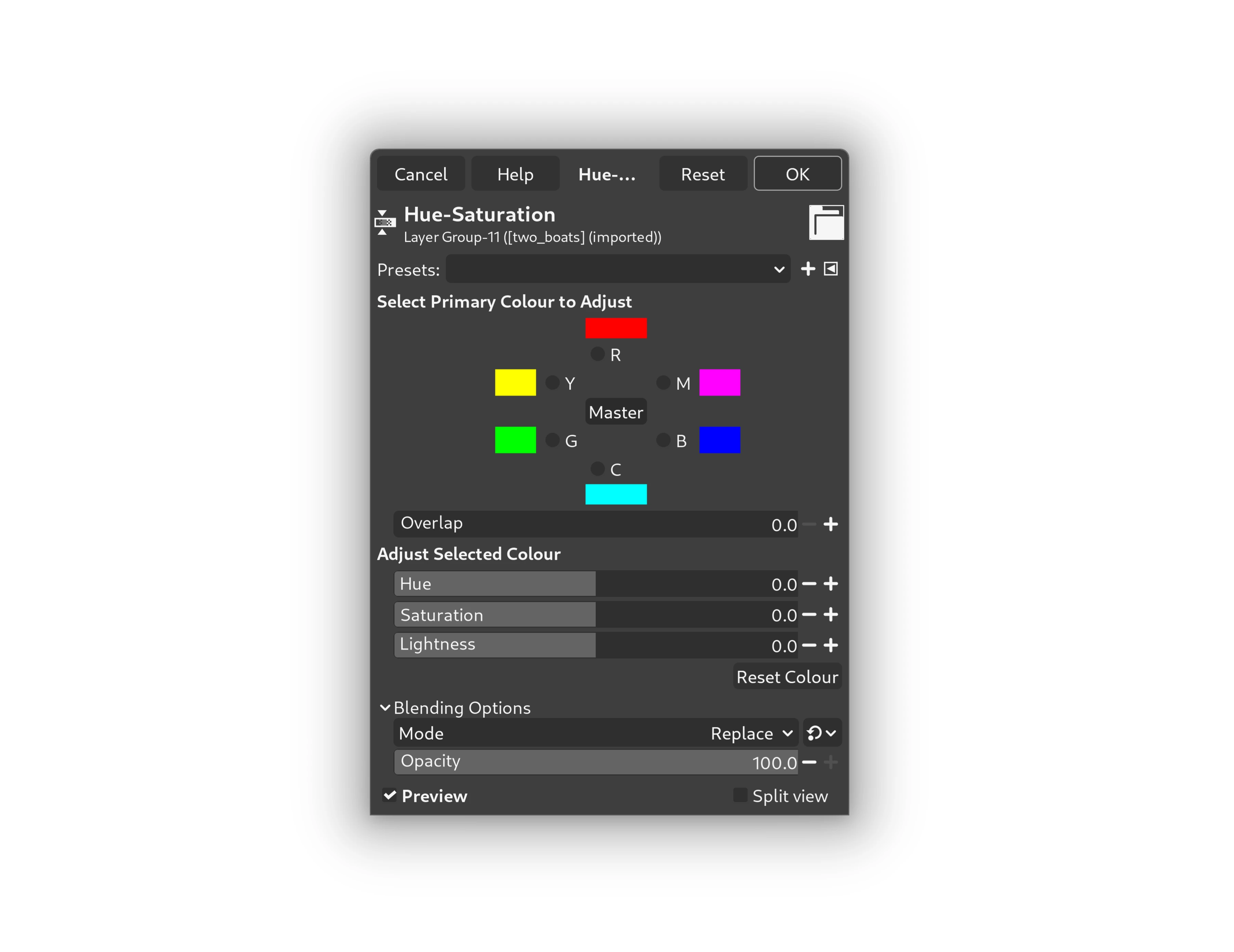 The Layers dialog in GIMP